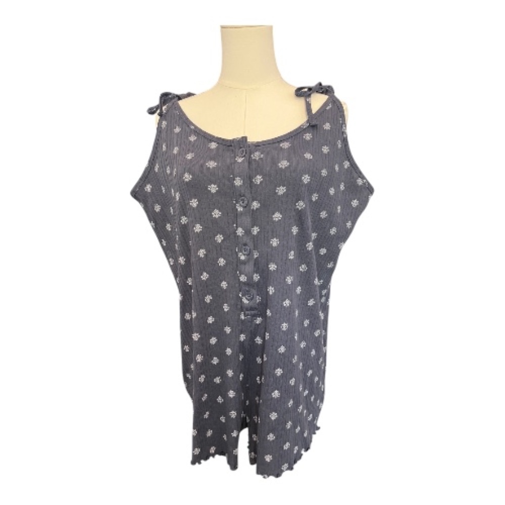 ✨ GUC Old Navy Tie Shoulder Pointelle Henley Pajama Romper | Size L
